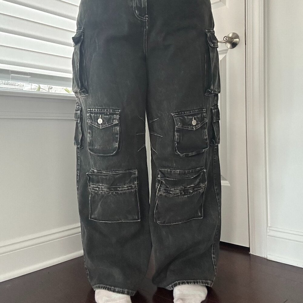 Fashion Nova Black Wide Leg Cargo Pants